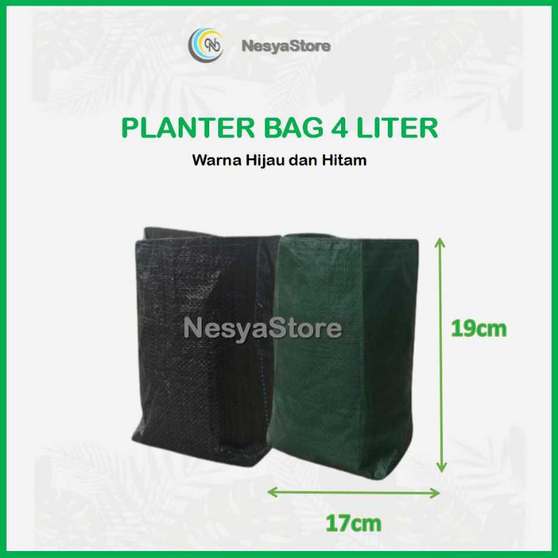 Planter Bag 4 Liter 20x20 Hitam dan Hijau Kuat Tahan Lama - Planter Bag Tanaman