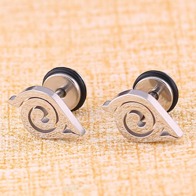 Anting Titanium Steel Hypoallergenic Anime Naruto Unik Modis Trendi Keren Gaya Hip-Hop Anting Perempuan Pria