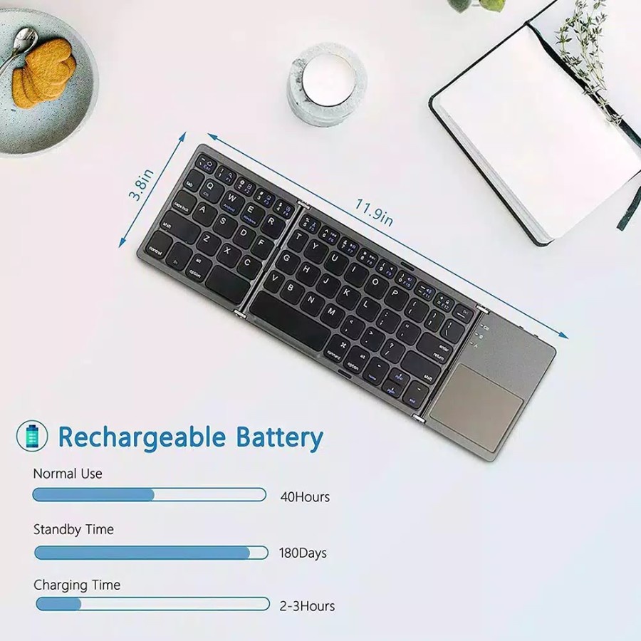 Trend-Foldable Wireless Keyboard &amp; Touchpad Bluetooth Lipat