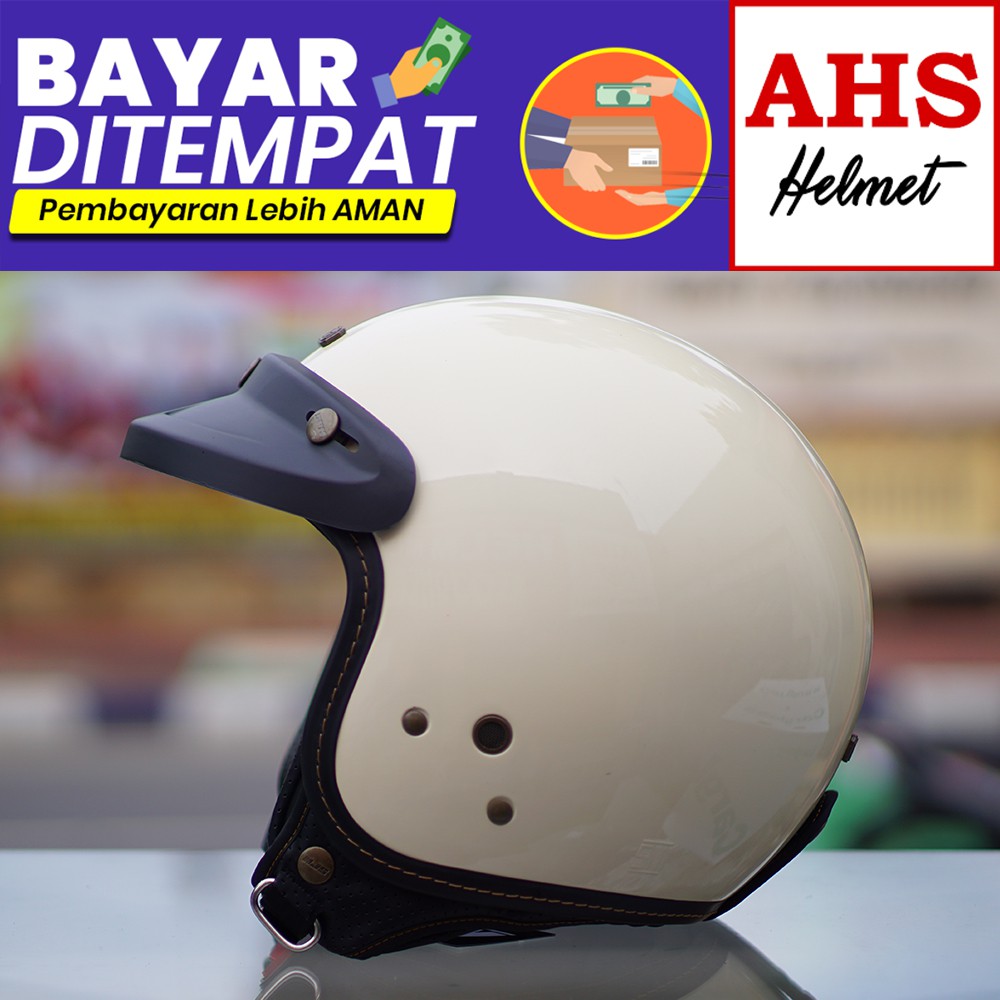 ( TERMURAH ) Helm Bogo NJS Bogo Retro Njs NR 80 Free Pet topi helm njs bogo helm retro dewasa njs-cream