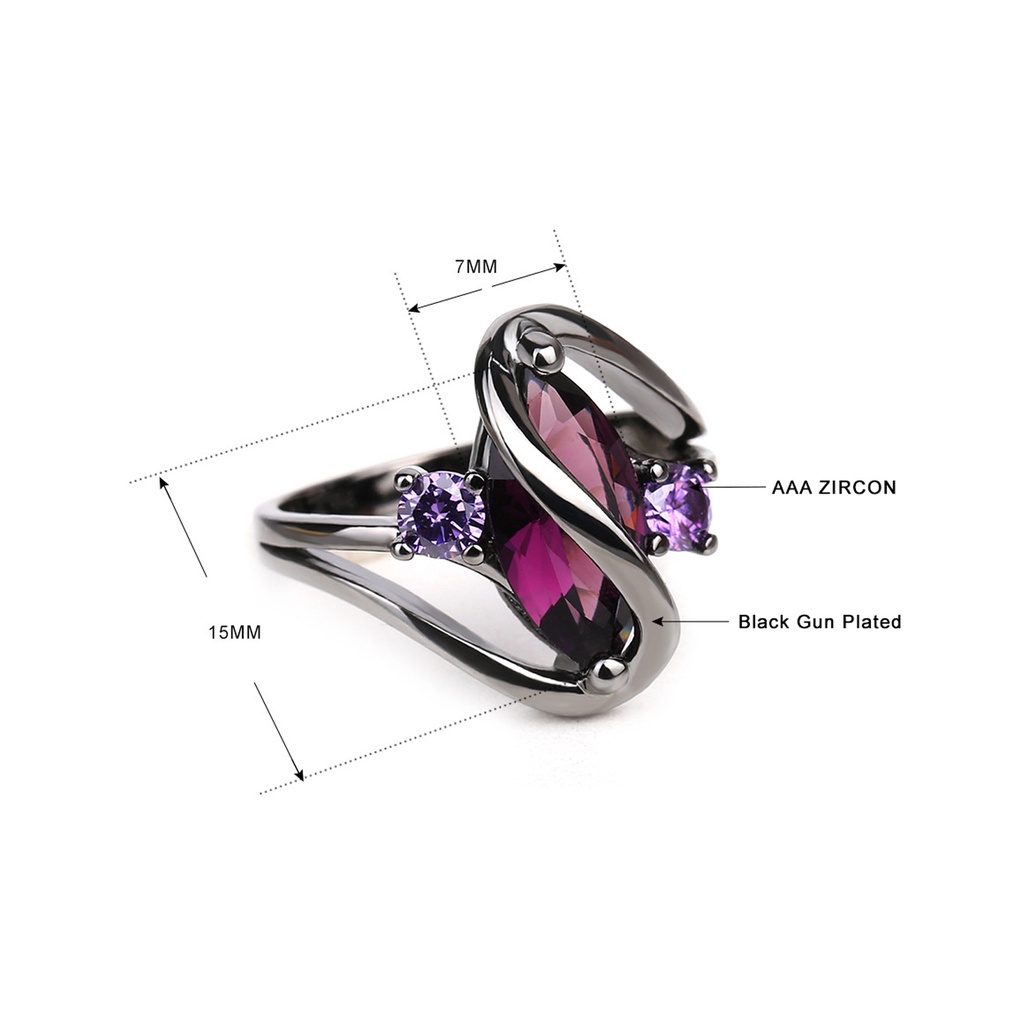 Hu Hu Hu Hu Hu Alat Bantu Pasang Kacamata♡ Cincin Batu Sapphire Imitasi Bentuk Mata Kuda Hollow Out Untuk Wanita