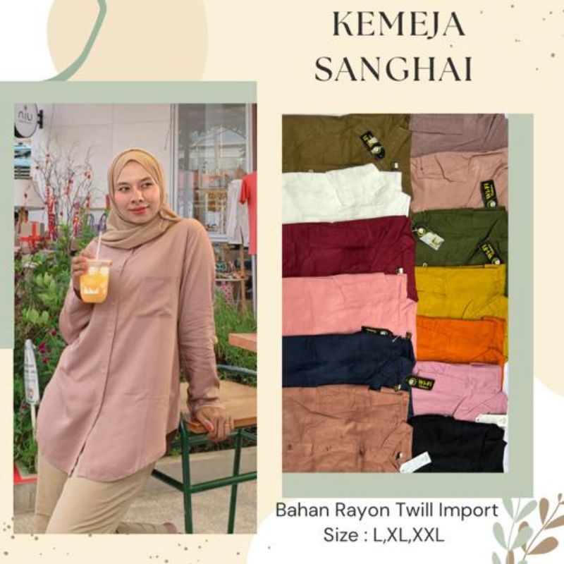 Kemeja wanita lengan panjang bahan katun rayon twill / atasan wanita bahan Rayon twill / kemeja kerja kuliah