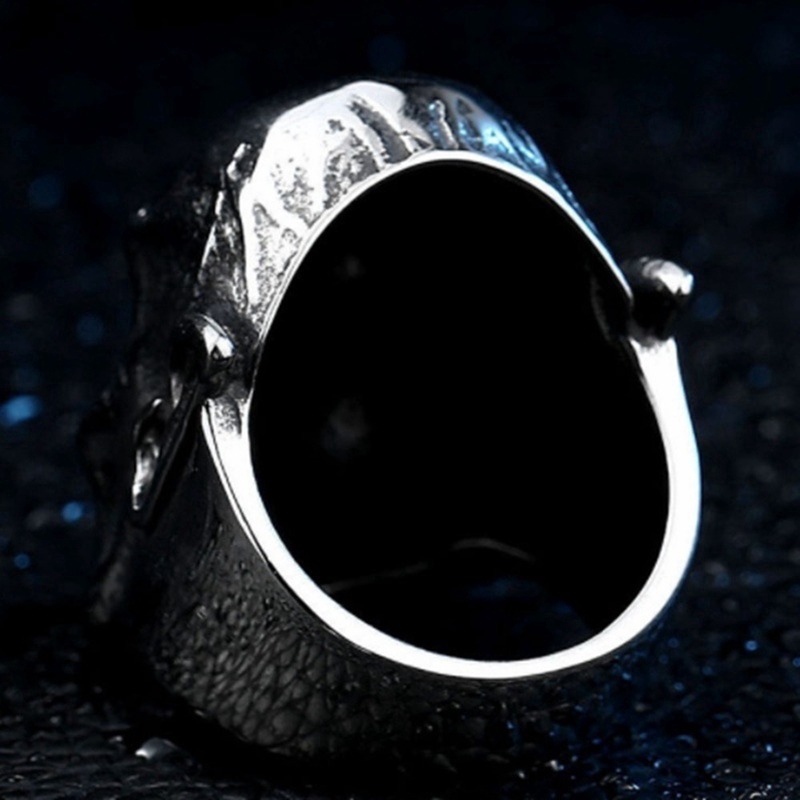 Cincin Kepala Orc World of Warcraft Pria, Retro Punk Ghost Head Ring Jewelry Ukuran 7-14XIANGXIAN