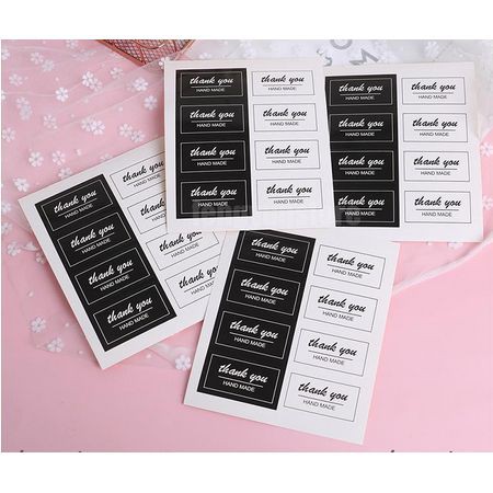 Paper Tags Sticker THANK YOU - HAND MADE Rectangular (1sheet/8pcs)