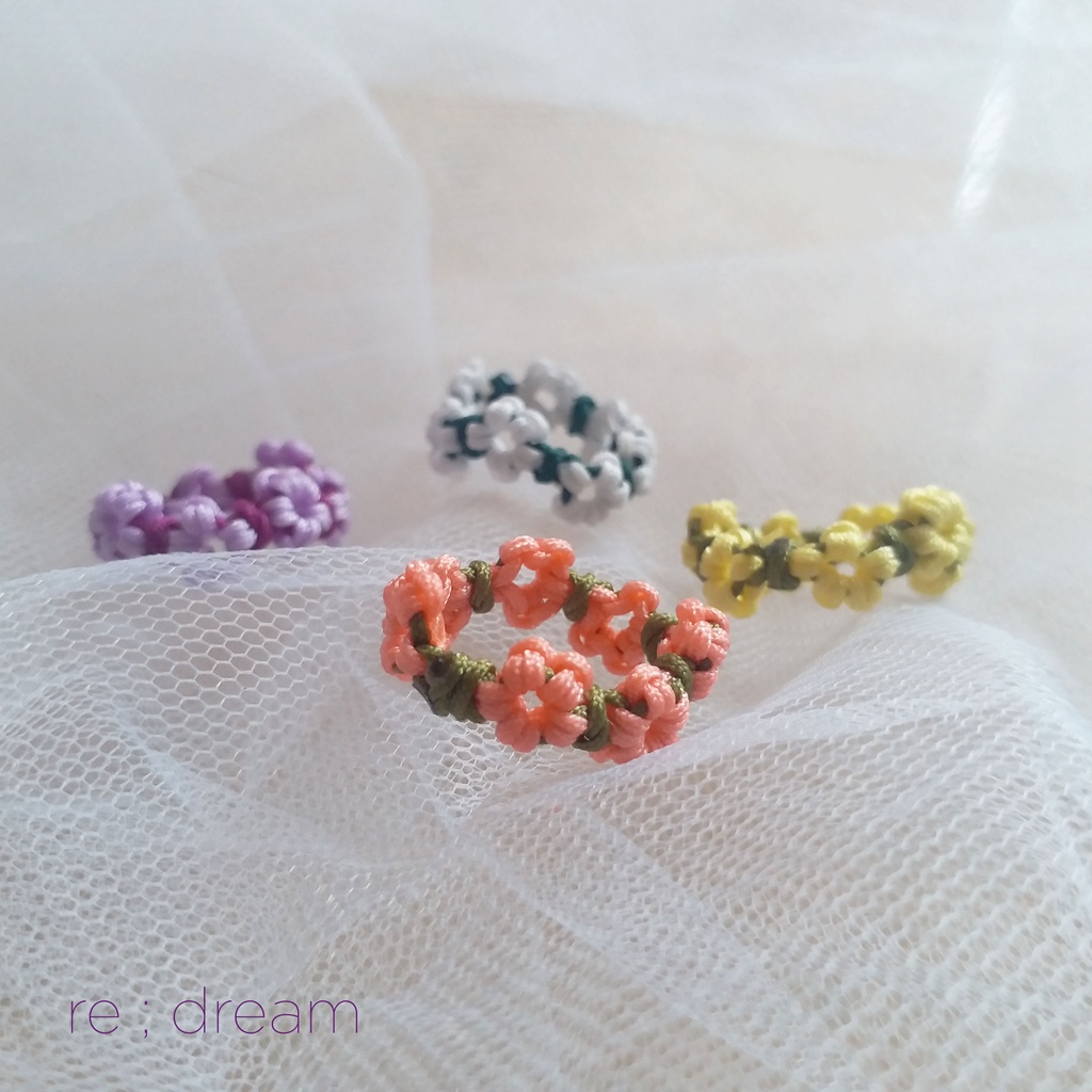 Flower Macrame Ring, handmade friendship ring