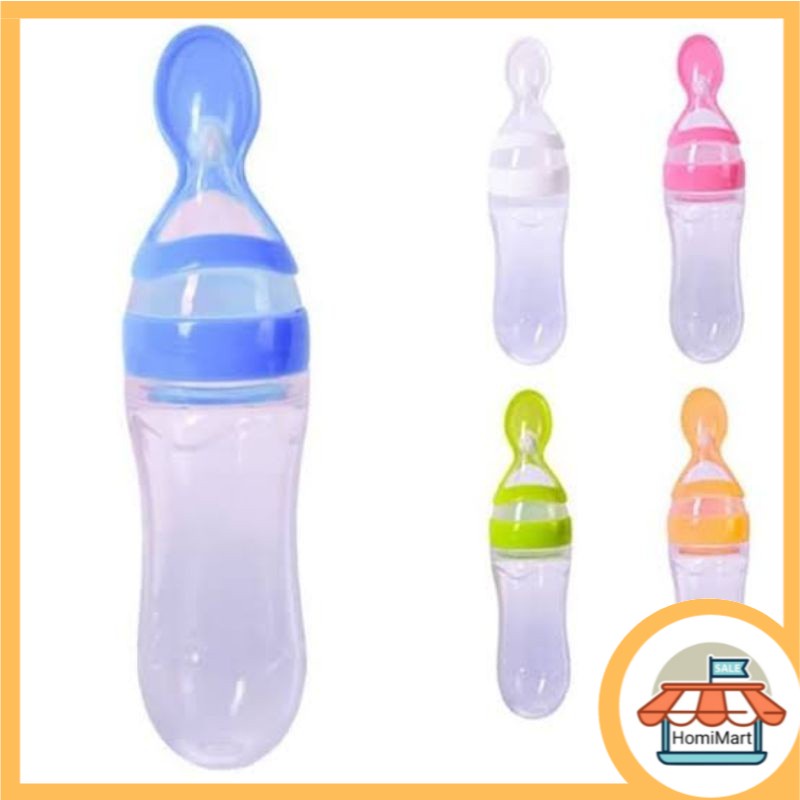 homimart I Botol Dot bahan Silicone / Sendok Makan Bayi / Silicone Food Feeder