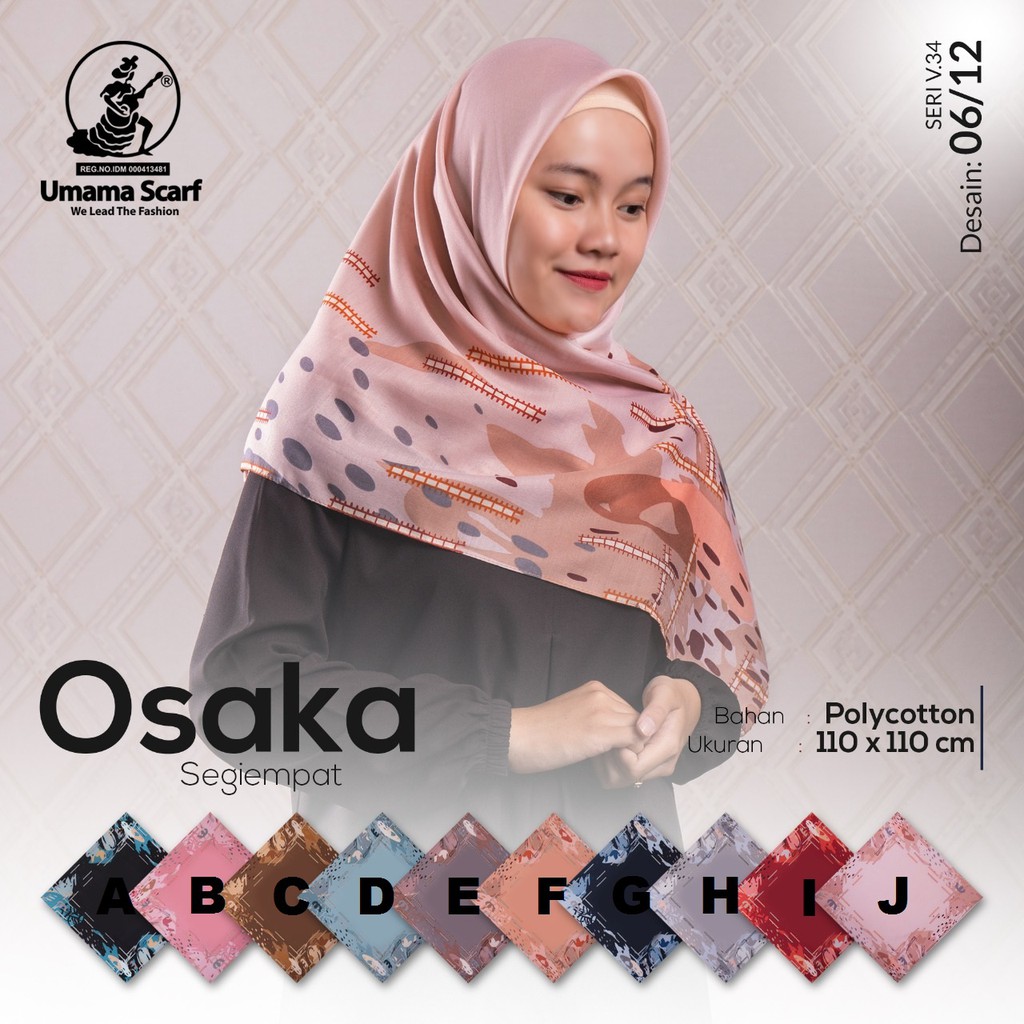 Segi Empat Umama Scarf OSAKA Bebas Pilih Warna dan Motif