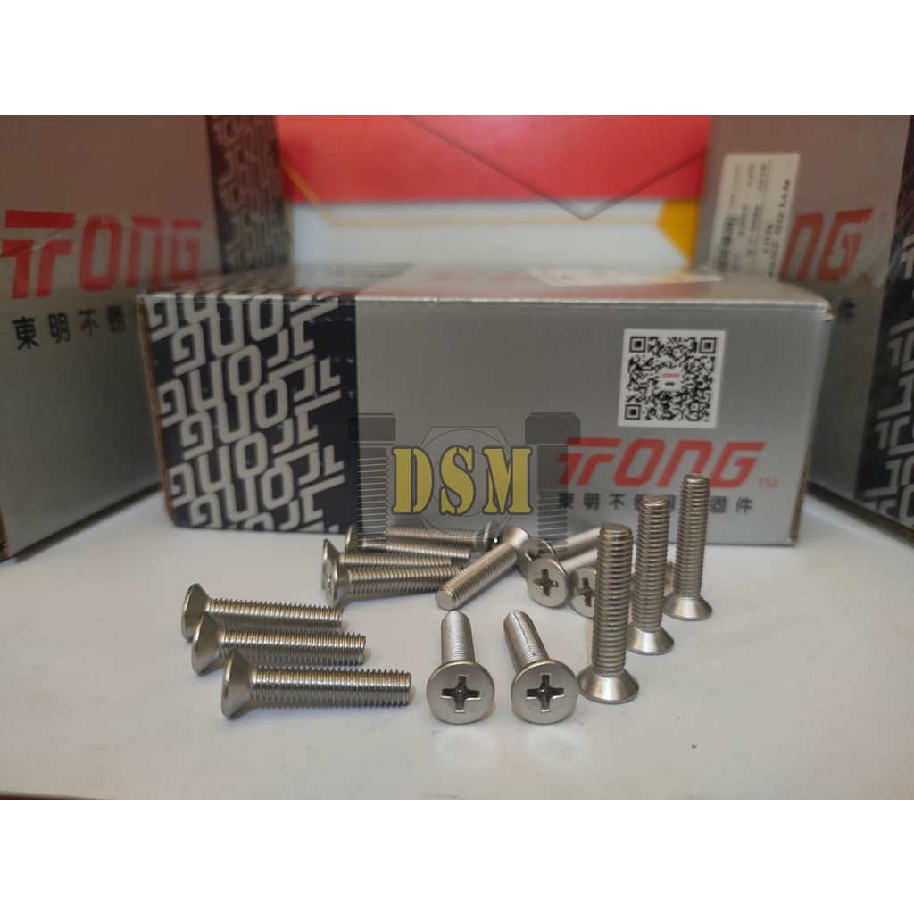 SS 304 / Baut JF M4x30 / Machine Screw Stainless M4 Kepala Obeng Rata