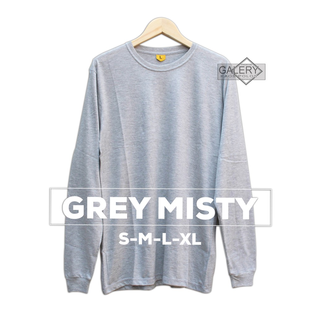 Kaos Polos Distro Panjang Soft Warna Grey Misty Cocok Pria Wanita Cowok Cewek Lucu