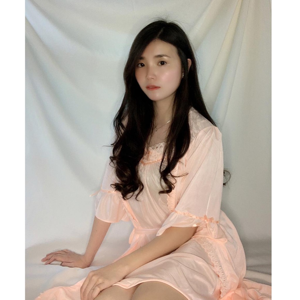 Kimono Tidur Hst + Daster Singlet Transparant (Golden Cream)