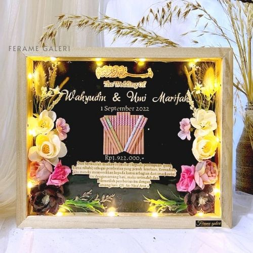 Pigura Mahar Pernikahan Bingkai mahar Rustic kado pernikahan wedding ulang tahun wisuda express