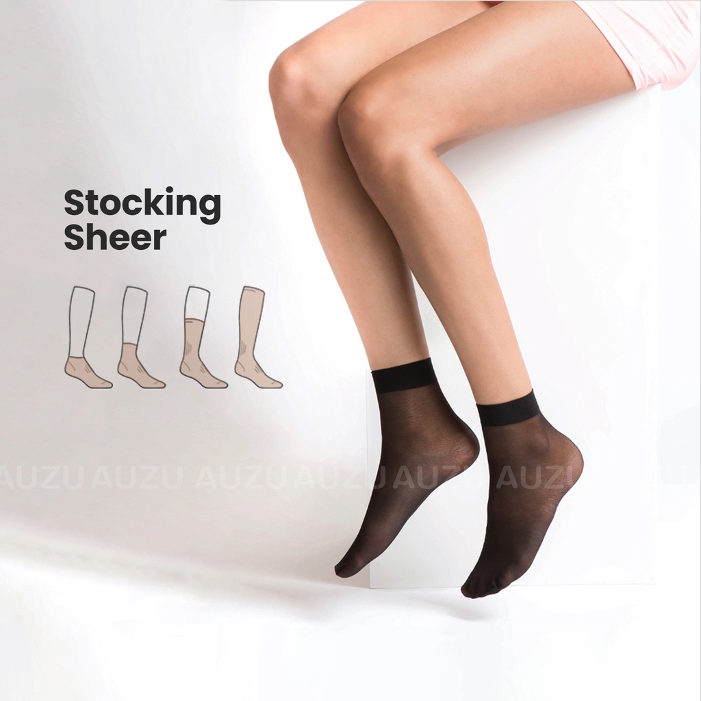 Stocking kaos kaki formal wanita sebetis hitam putih cream fitbob