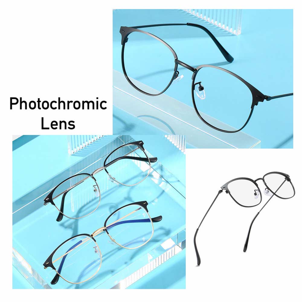 Kacamata Photocromic [ Silver ] Lensa Anti Radiasi - Fashion Pria &amp; Wanita - Design Korea - HM872