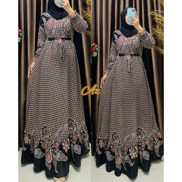 Sch_gamis Ceruty Babydoll Motif Batik/gamis Terbaru/gamis Premium