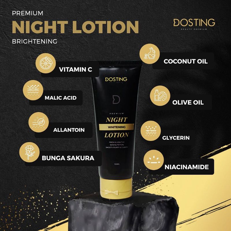 DOSTING NIGHT LOTION | BODY LOTION | LOTION PEMUTIH | LOTION BPOM