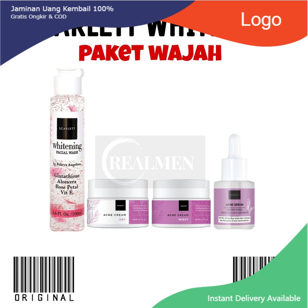 BPOM SCARLETT WHITENING PAKET WAJAH ORIGINAL / PERAWATAN WAJAH SCARLETT