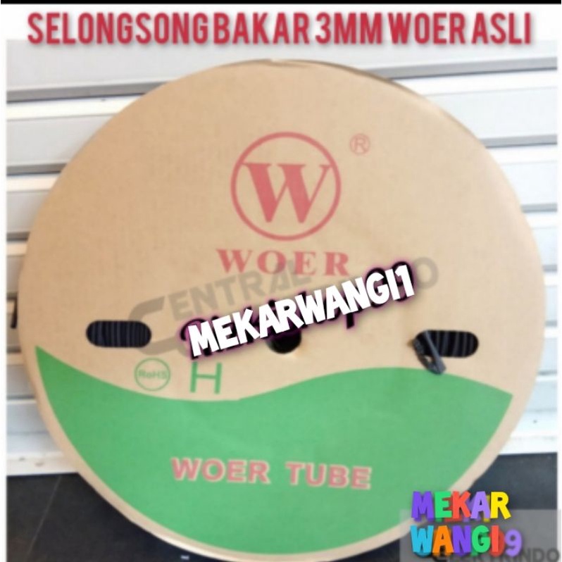 Selongsong bakar 3mm 1 roll 200meter merk WOER asli (black)