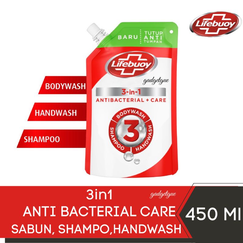 sabun cair lifebuoy 3 in 1 body Wash Shampoo Handwash 450ml sabun mandi cair lifebuoy shampoo shampo