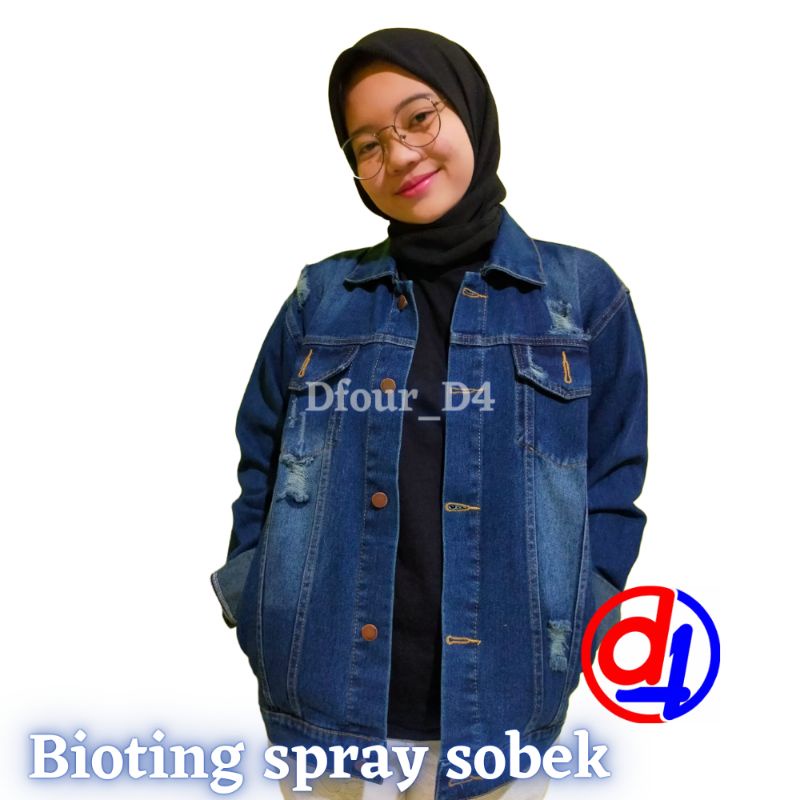 Dfour Jaket Jeans Sobek Wanita M-L-XL