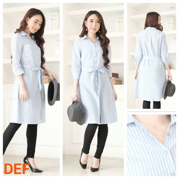 BomFash Tunic - Kemeja Tunik Katun - Baju Atasan Lengan Panjang