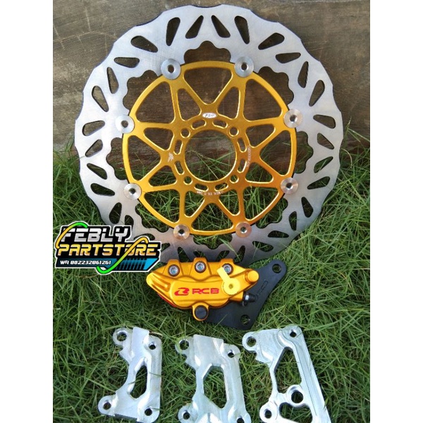 PAKET SET PIRINGAN CAKRAM PSM 300MM FLOATING KALIPER RCB S SERIES 2 PISTON ORIGINAL BREKET CNC KALIP