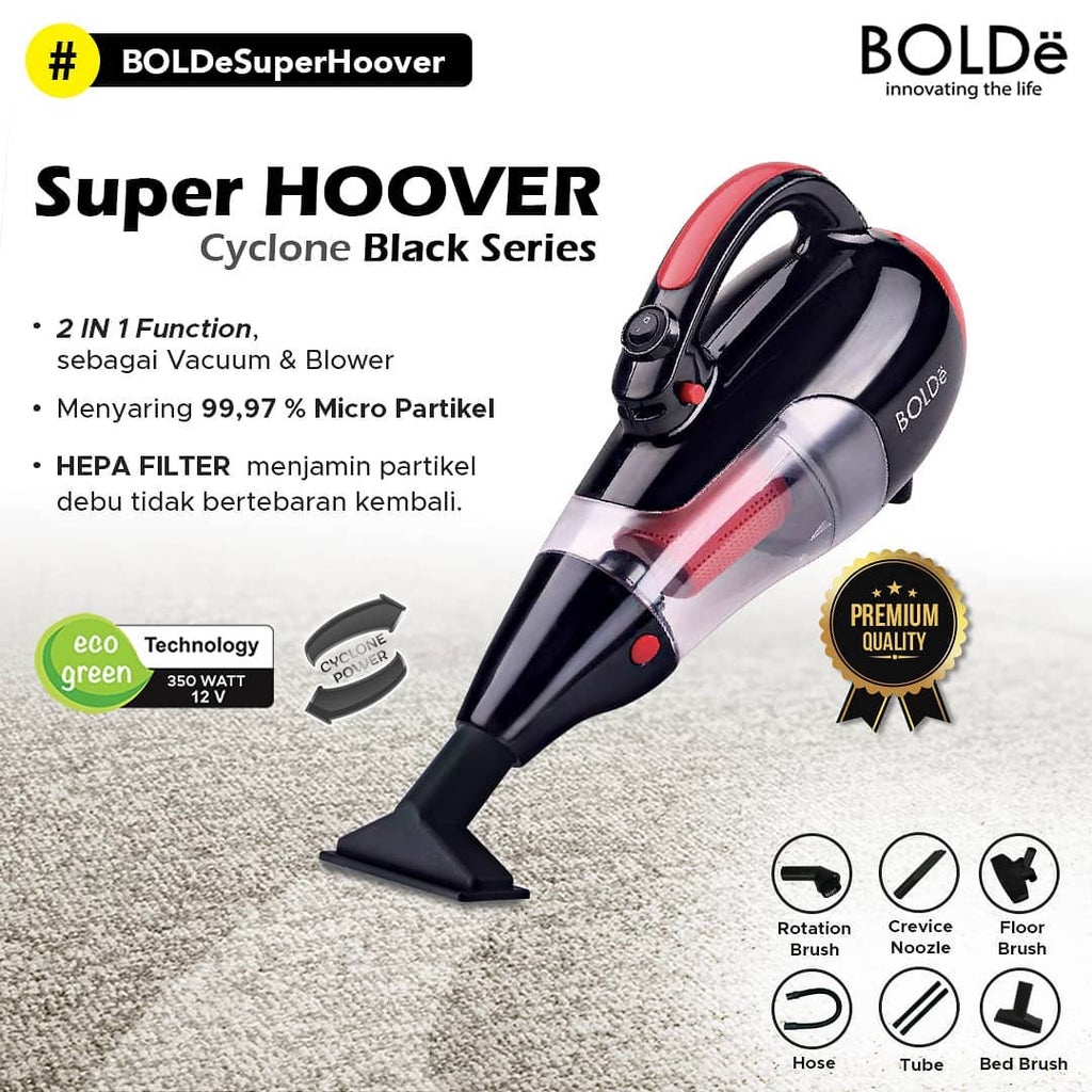 BOLDe Super Hoover Cyclone Black Vacuum Cleaner Penyedot Debu