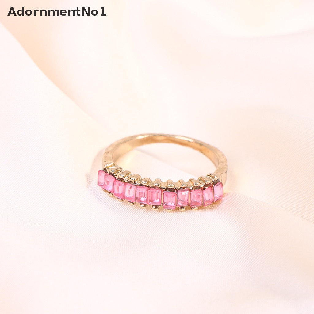 (AdornmentNo1) 8pcs / Set Cincin Gaya Punk Motif Hati Aksen Batu Kilau Warna Pink Untuk Perhiasan Wanita