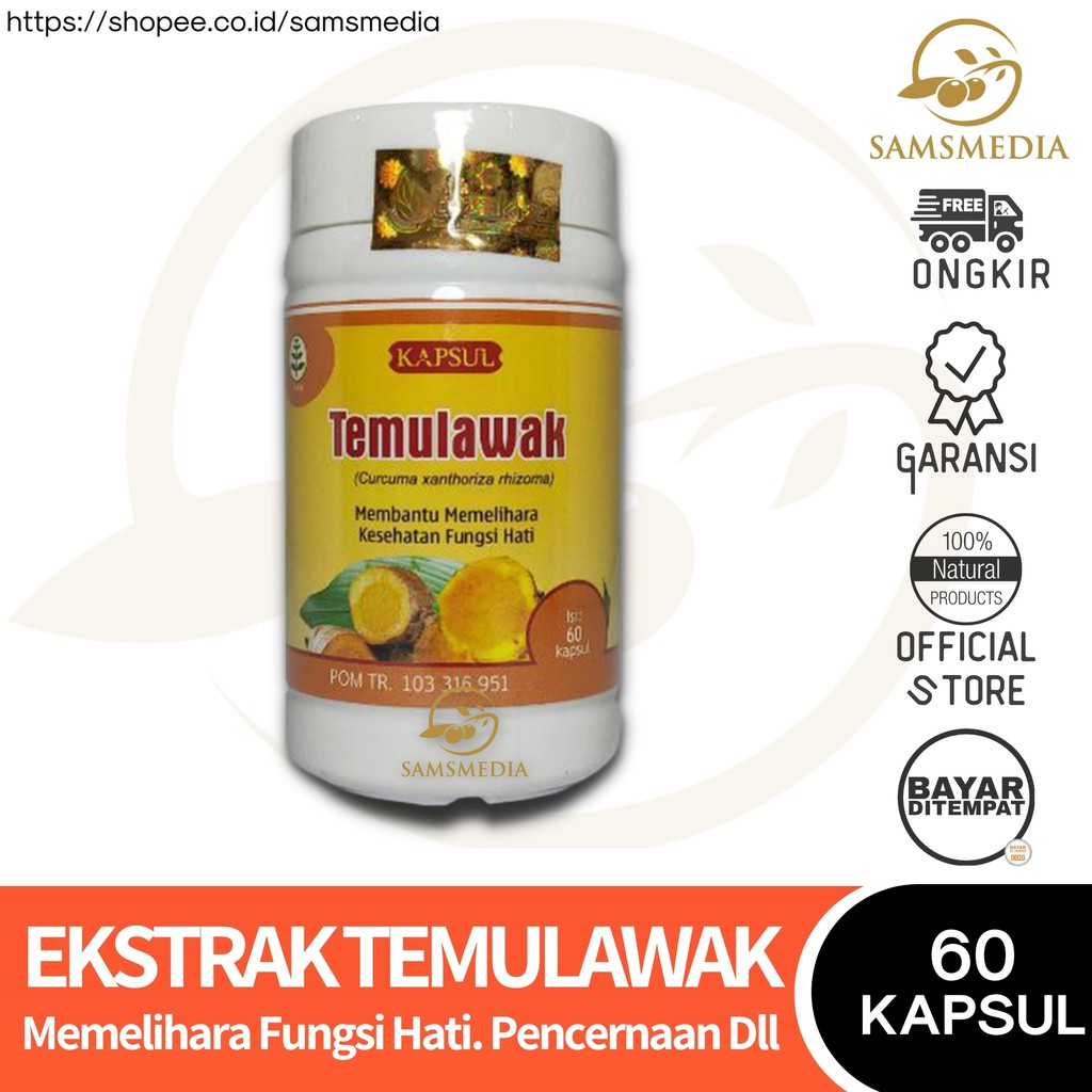 ORIGINAL - 𝐄𝐊𝐒𝐓𝐑𝐀𝐊 𝐓𝐄𝐌𝐔𝐋𝐀𝐖𝐀𝐊 Kapsul - Curcuma xanthorrhiza  Atasi Masalah Pencernaan Obat Antiradang