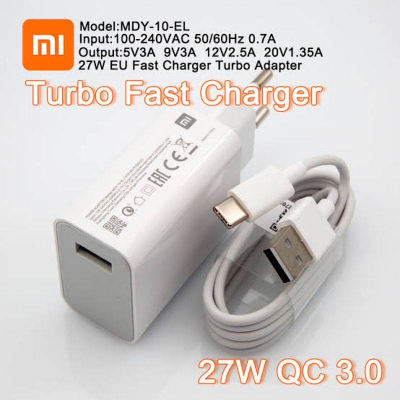 POWER CHARGER XIAOMI TYPE C FAST CHARGING REDMI 9/9T/NOTE 8/8 PRO/NOTE 9/NOTE 10/10T/POCO M3 [27W]