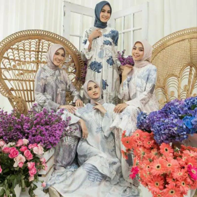 Melati Raflesia dress wearing Klamby creamy blue wearing klamby bundling