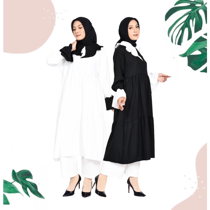 Yara - Gamis Vintage Casual Midi Dress Muslimah Jumbo Polos