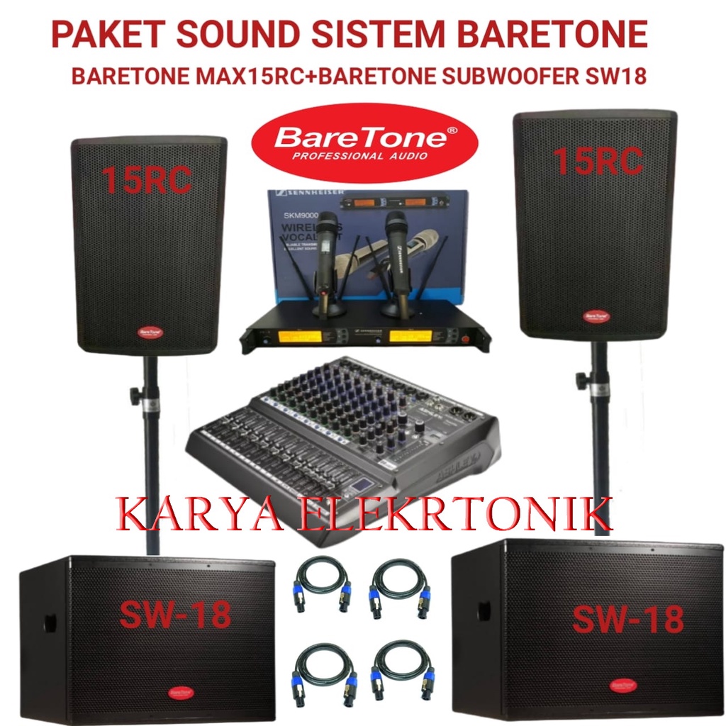 Paket profesional sound system speaker aktif baretone MAX15RC + subwoofer baretone aktif sw18 18inch