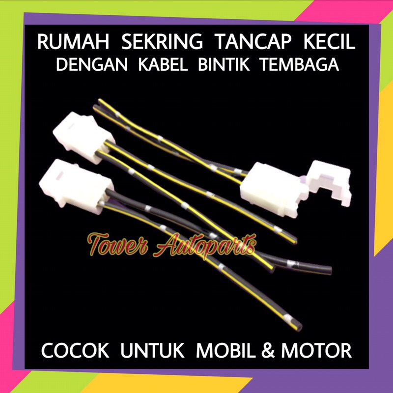 Fuse Box / Rumah Socket Sekring / Sikring Dx Tancap MINI KECIL Untuk Mobil Motor Dengan Kabel Bintik