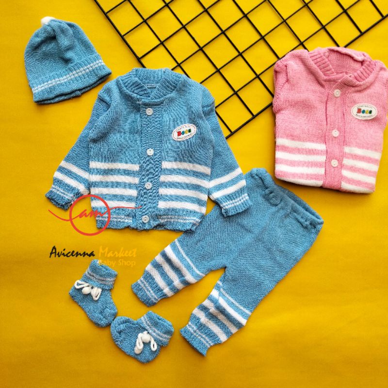 set jaket rajut bayi boss 0-1 bulan