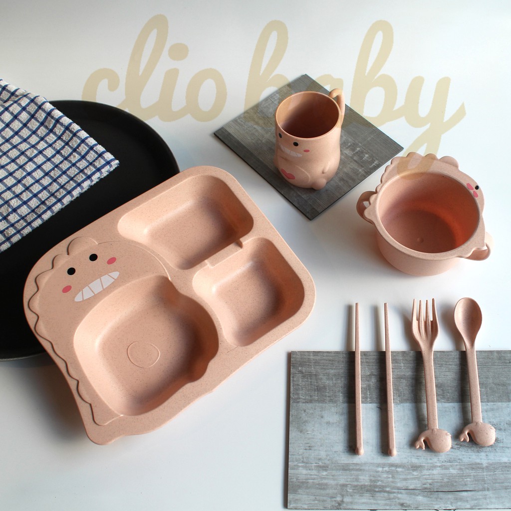 SET Tableware anak gambar Dino Perlengkapan makan anak lucu SET Piring makan anak murah bahan aman