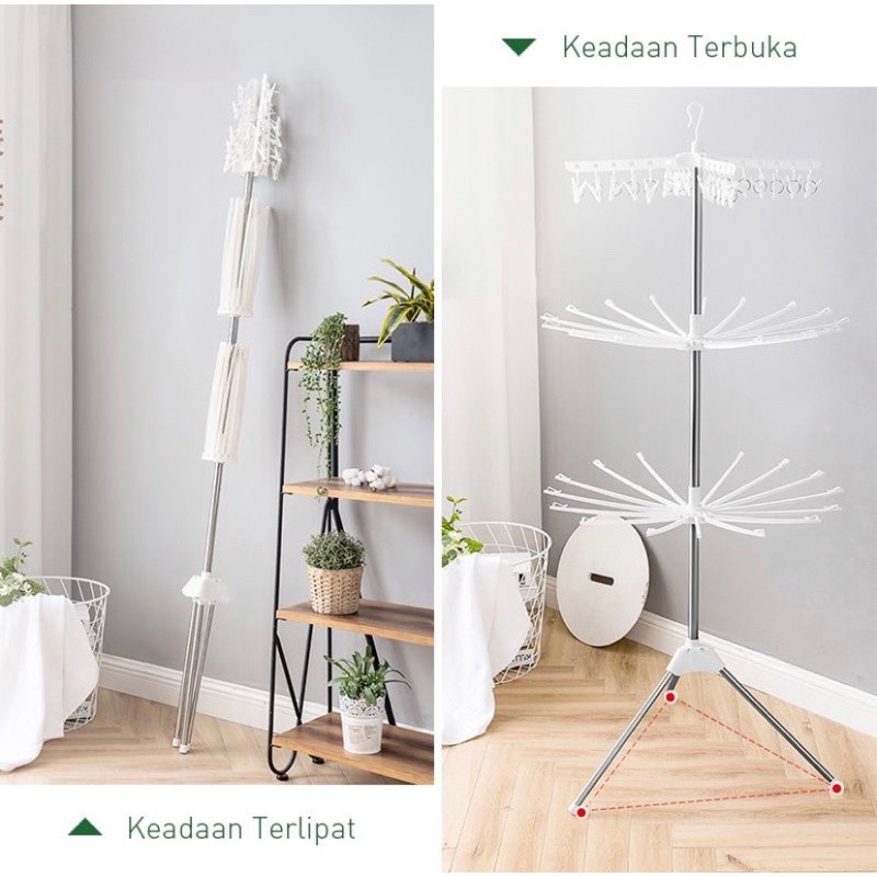 JEMURAN MENARA LIPAT JEMURAN BAJU MODEL MENARA SUSUN JEMURAN PAKAIAN FREE PACKING BUBBLE VD