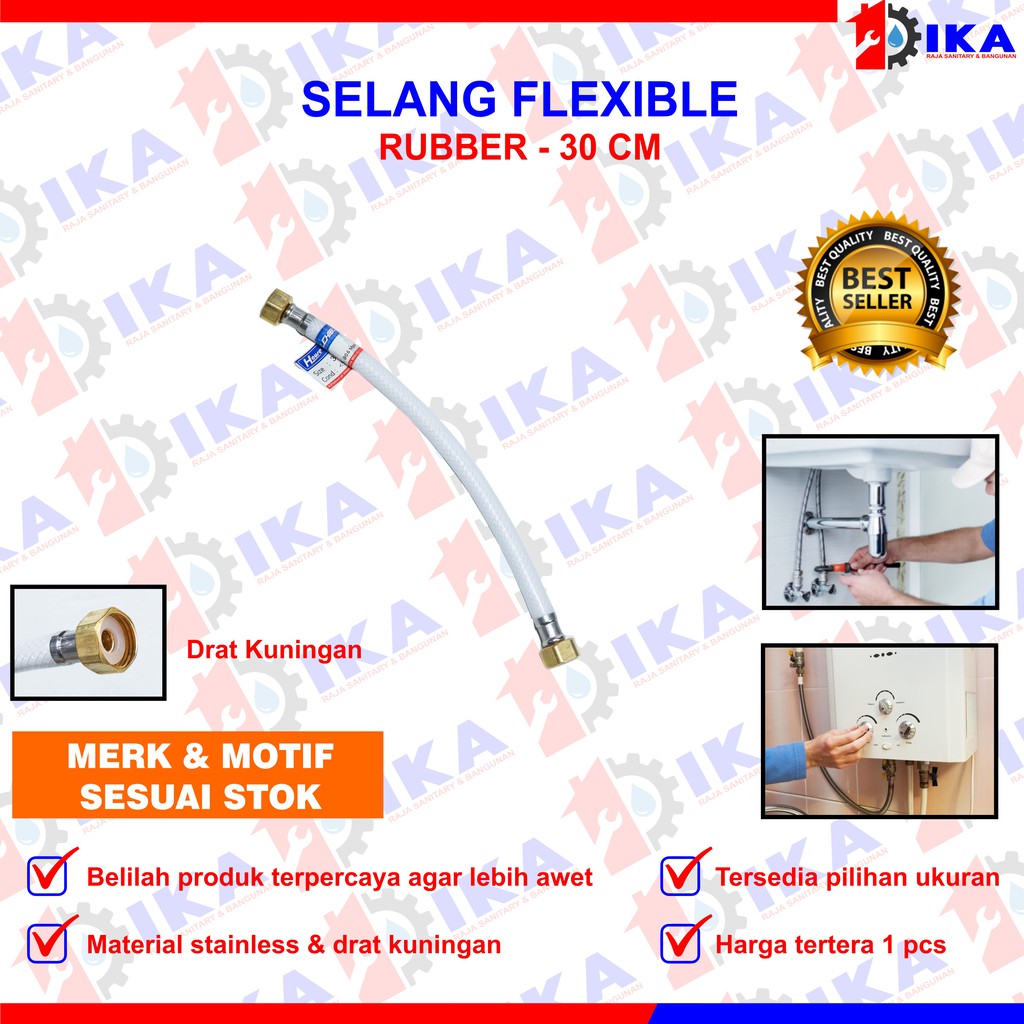 SELANG FLEXIBLE ANYAM 30 40 50 CM + PENGENCANG UNTUK WASTAFEL JET CLOSET PANAS DINGIN DRAT