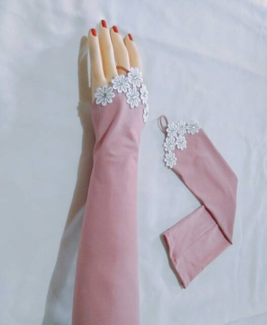 Handscok plower /manset tangan wanita/handsock jempol /handsock jempol pita /manset tangan syari