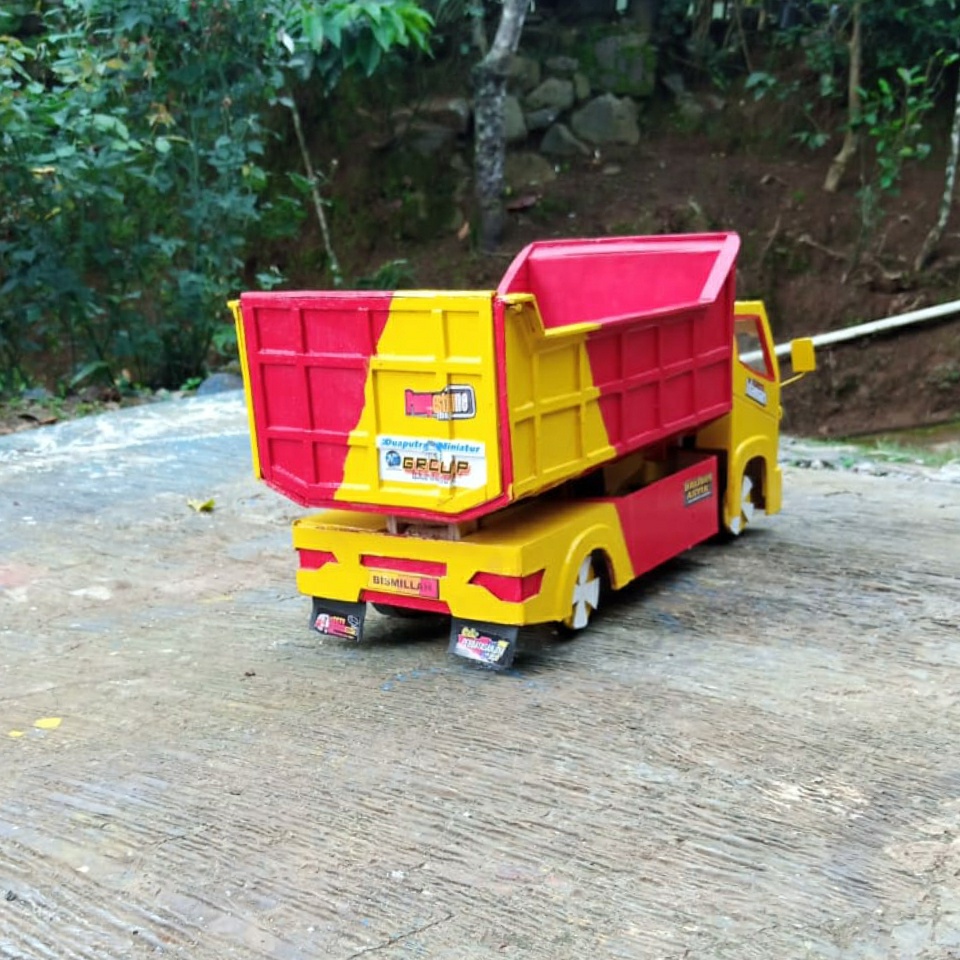 Truk Oleng kayu asli Miniatur Dump Truk Oleng truk Dump