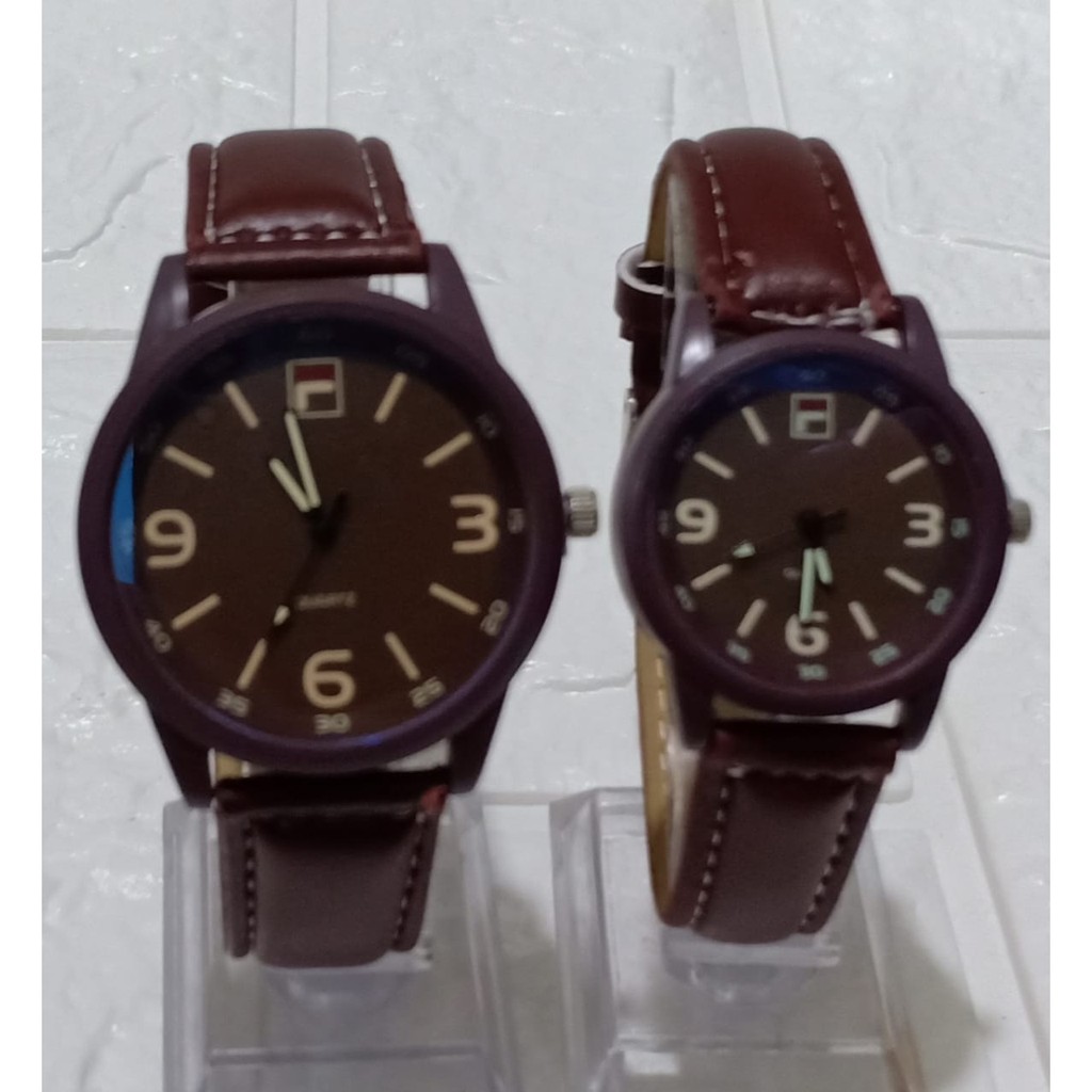 Jam Tangan Casual Couple/Pria/Wanita Kasual Polos Strap Kulit FL-14