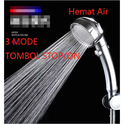 TBOSS Paket Shower Mandi 3IN1 Hemat Air 3 Model + Tombol STOP