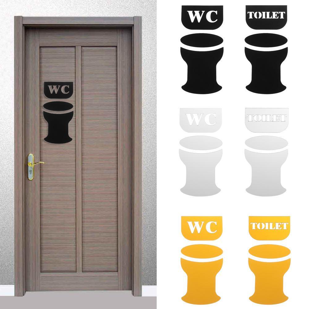 Preva Stiker Cermin WC/Toilet Toilet Kreatif Hotel Kantor Kamar Mandi Dekorasi Tanda Pintu Huruf Inggris