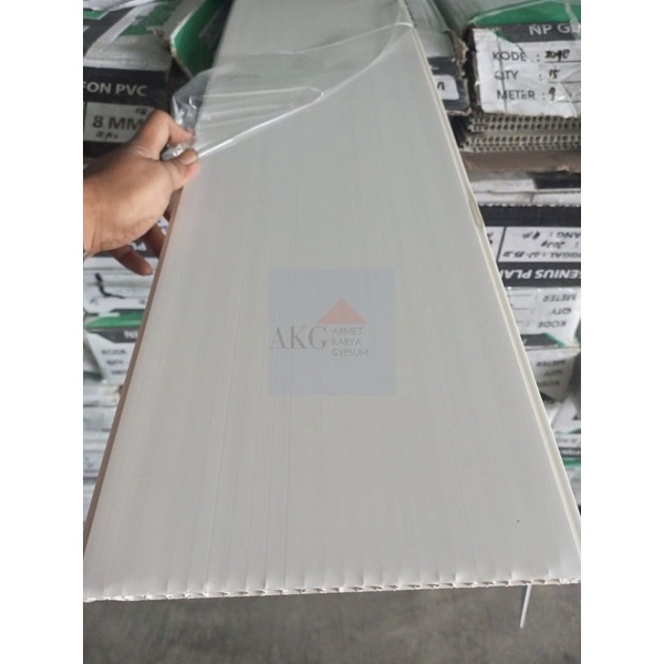 Plafon PVC / Plavon PVC putih glossy genius ketebalan 8mm (GN 2021)