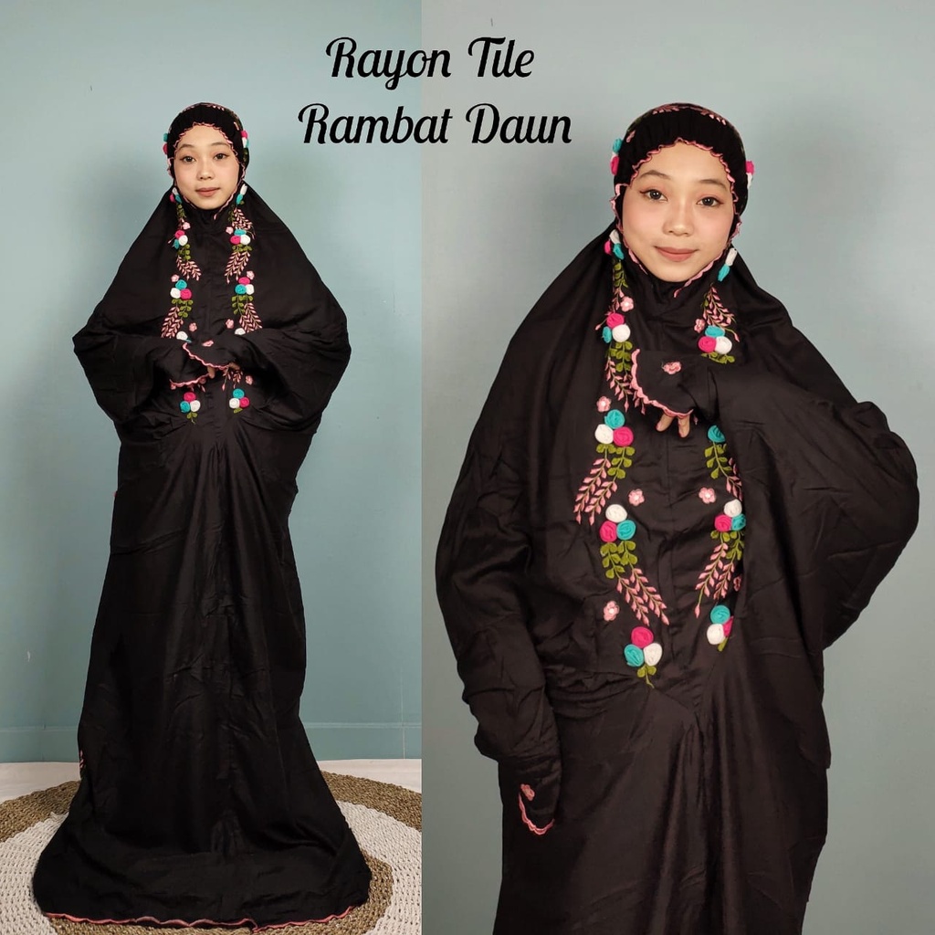 MUKENA RAYON TILE RAMBAT DAUN UKURAN DEWASA
