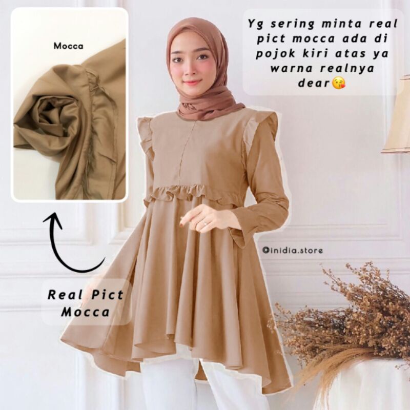 Baju Atasan Blouse Wanita Jumbo Lengan Panjang Crop Top Terbaru Basic Resleting Depan