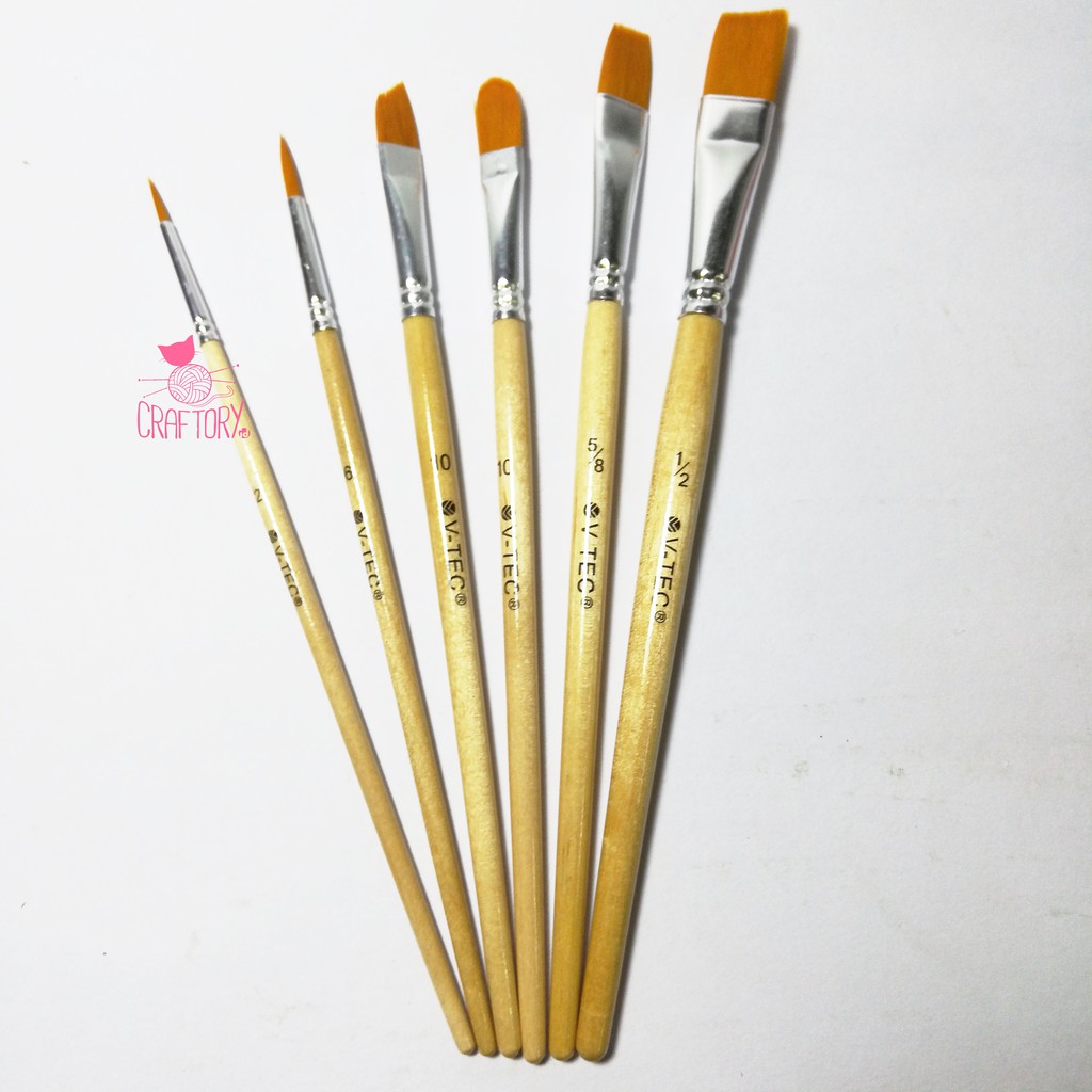 

V-Tec Brush A21547 Set 6 / Kuas Lukis Cat Air Akrilik Minyak