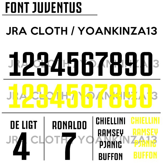 NAMESET FONT JERSEY HOME AWAY 3RD JUVENTUS 2018 2019 2020 CUTTING