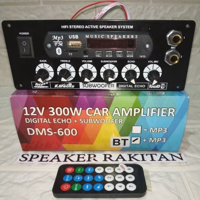 Kit power speaker aktif 300 watts Dms 600 bluetooth 12v car amplifier