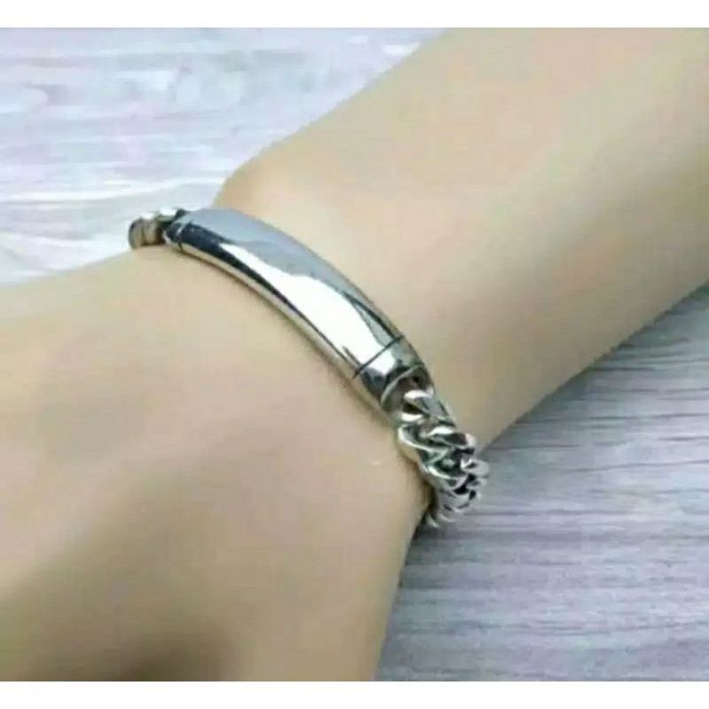 Gelang Pria rantai plat Baja titanium pria anti karat dan luntur plat titanium pria anti karat dan luntur