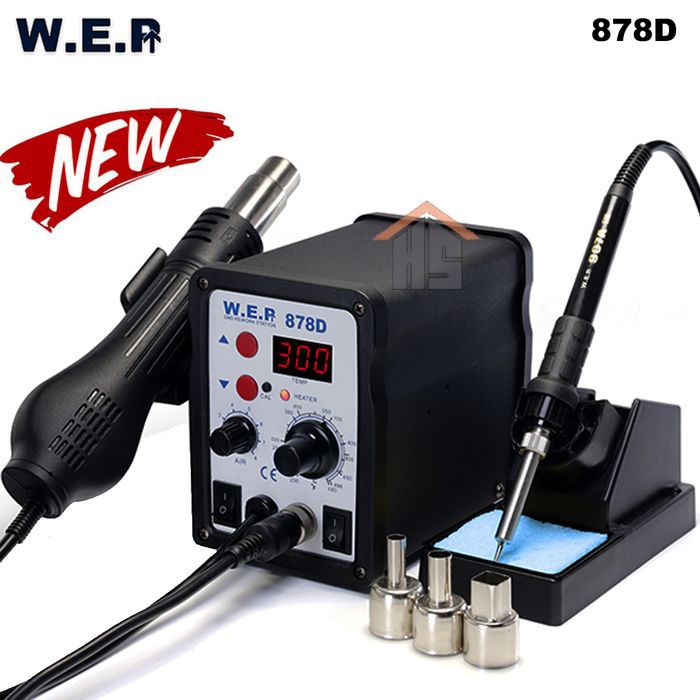 WEP 878D 2in1 Blower Uap Station + Soldering Station Digital Original